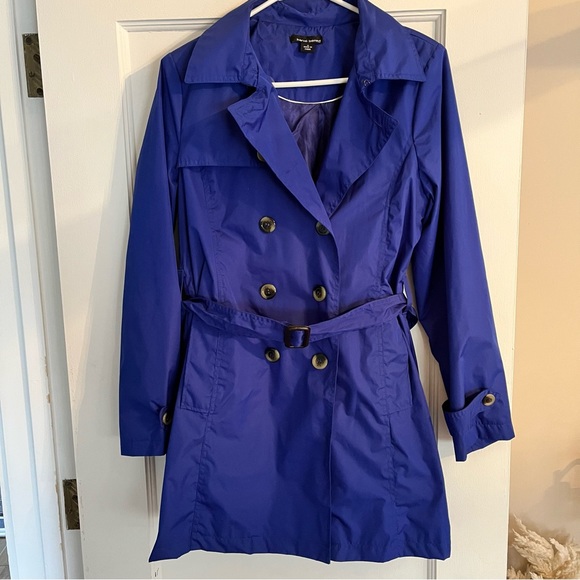 Harve Benard Jackets & Blazers - Royal Blue Rain Jacket with Belt